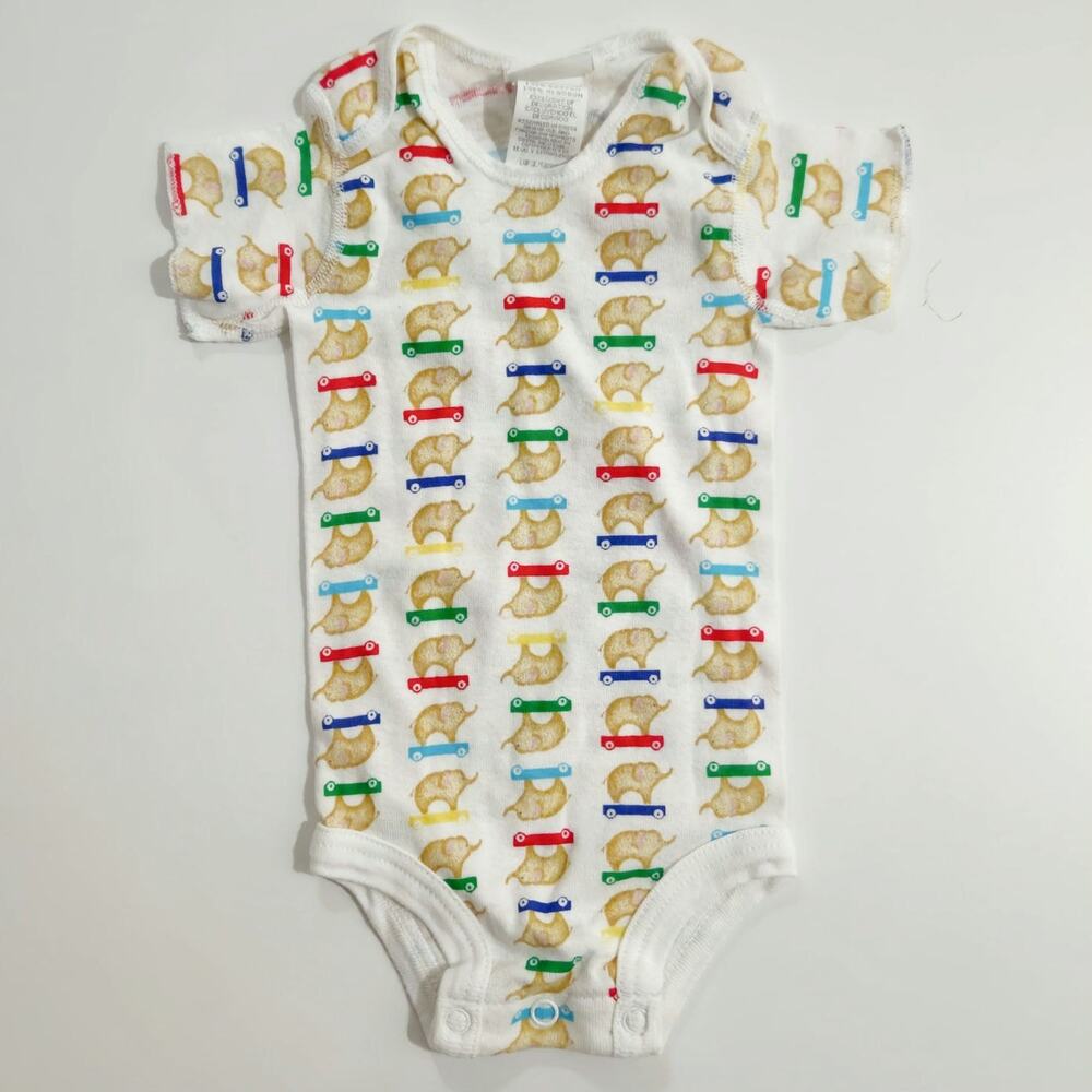 Vintage 1990s Carter's Elephant on Skateboard One-Piece Bodysuit | Baby 6-9M